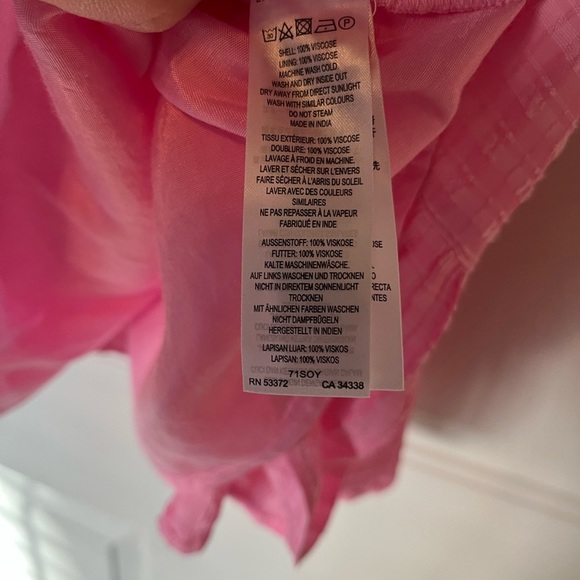 French Connection Pink Mini Dress with Puff Sleeves | Size 8 - Picture 9 of 11